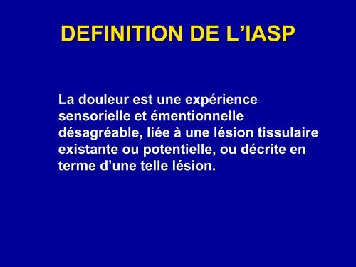 EVALUATION DE LA DOULEUR