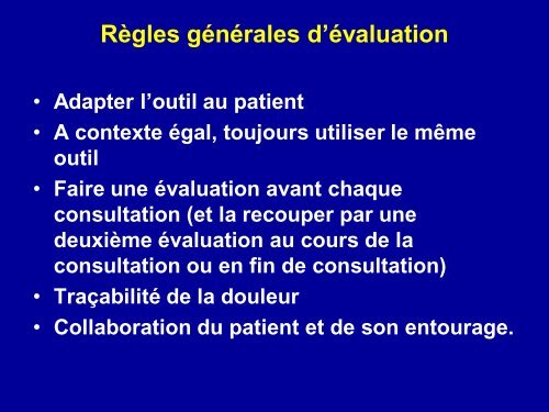 EVALUATION DE LA DOULEUR