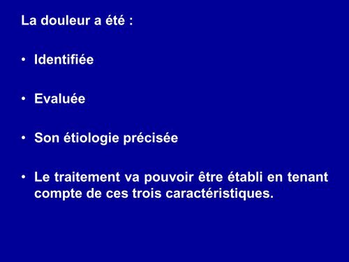 EVALUATION DE LA DOULEUR