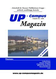 Zeitschrift der Passauer Publikationen Gruppe - UP-Campus Magazin
