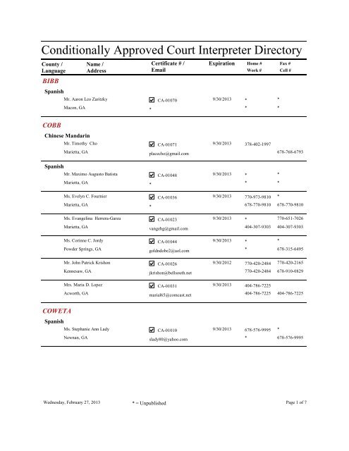 Conditionally Approved Court Interpreter Directory