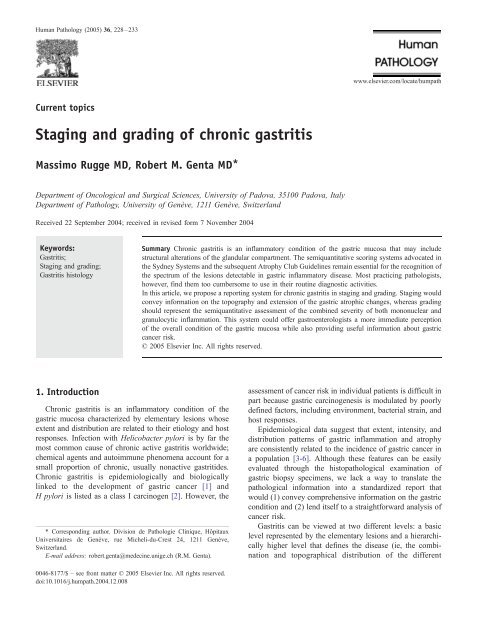 Staging and grading of chronic gastritis - Department of Pathology ...