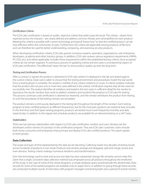 ICSA Labs Product Assurance Report - Verizon Business