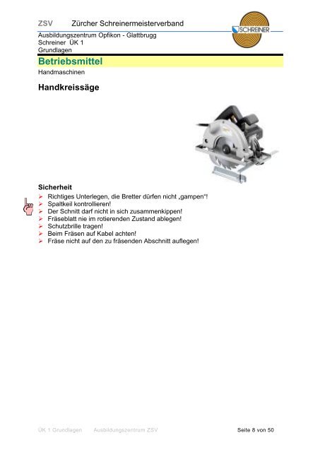 ÃœK 1 Arbeitssicherheit und Grundlagen - Ausbildungszentrum ZSV