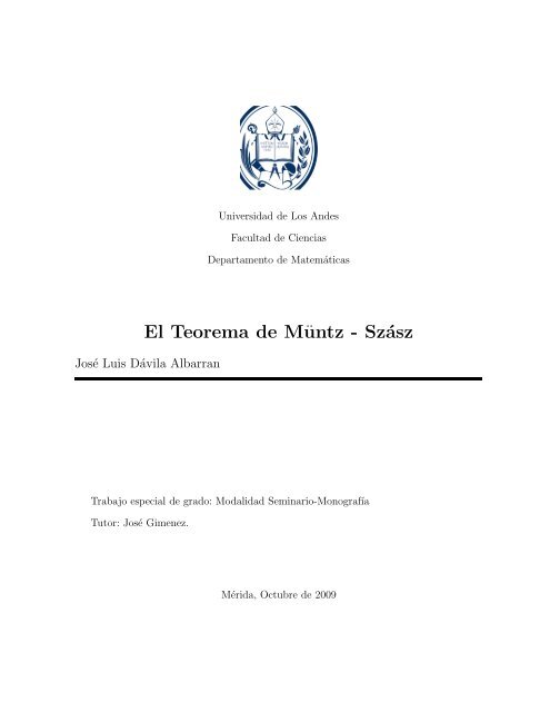 El Teorema de Muntz - Szasz - Universidad de Los Andes