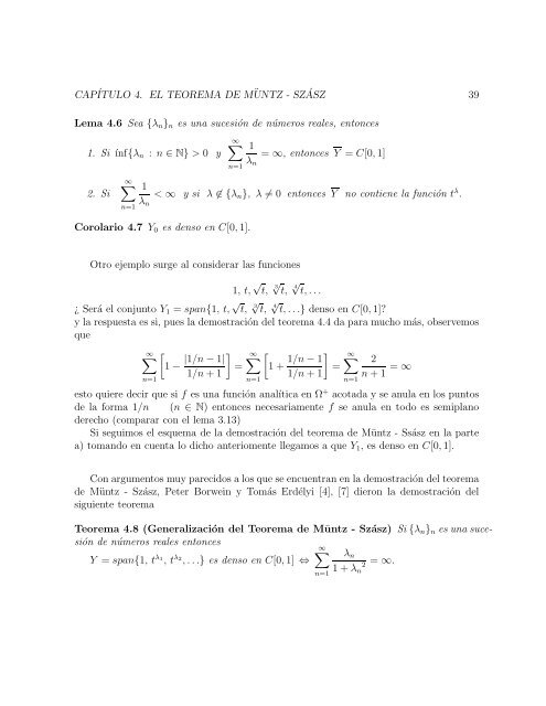 El Teorema de Muntz - Szasz - Universidad de Los Andes