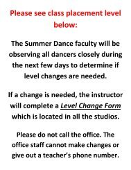 International Summer Dance Placement (PDF) - Point Park University