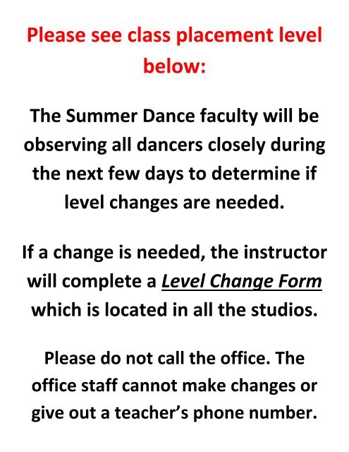 International Summer Dance Placement (PDF) - Point Park University