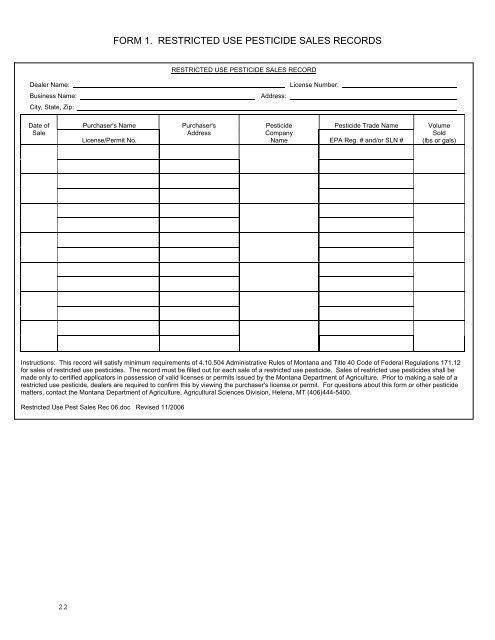 Montana State Laws and Regulations Pertaining to the Use of ...