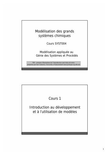 Modélisation des grands systèmes chimiques Cours 1 ... - LASSC