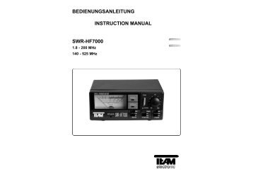 bedienungsanleitung instruction manual swr-hf7000 - Team Electronic