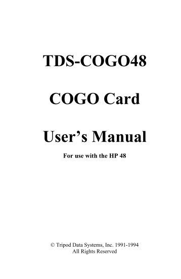 TDS-COGO48 COGO Card User's Manual - Equal Parenting-BC