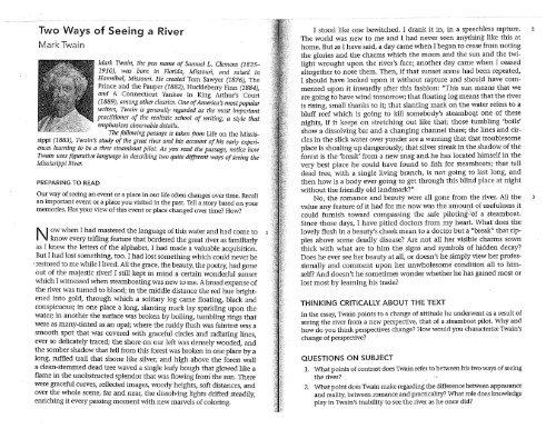 "Two Ways of Seeing a River" by Mark Twain
