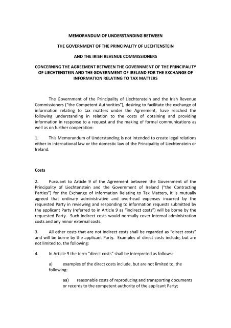 memorandum of understanding between the government of the ...