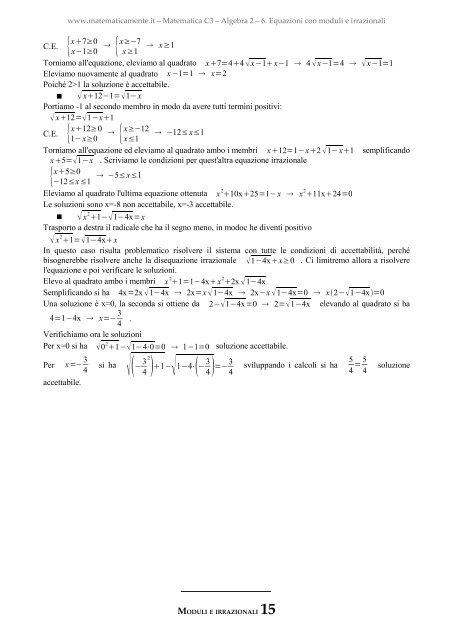 6. EQUAZIONI CON MODULI E IRRAZIONALI - Liceo Statale Ischia