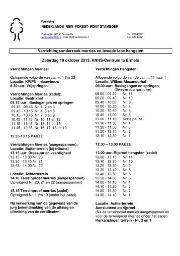 Programma Verrichtingen merries en hengsten - Nederlands New ...