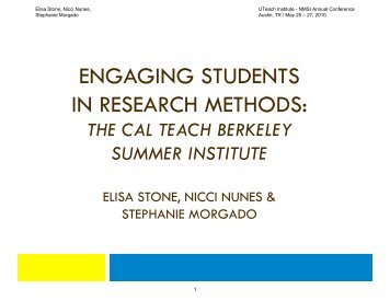 engaging students in research methods - The UTeach Institute