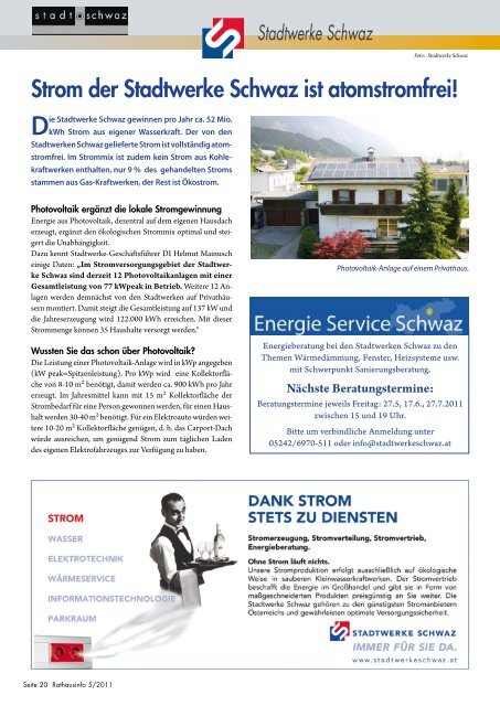 Rathausinfo Nr. 5 2011 - Schwaz