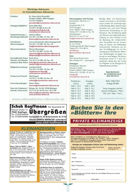 Blätter des Schwäbischen Albvereins Ausgabe 6 ... - Schwaben-Kultur