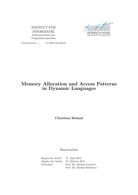 Memory Allocation and Access Patterns in Dynamic ... - STUPS Group