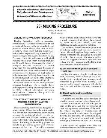 25) milking procedure - Babcock Institute - University of Wisconsin ...