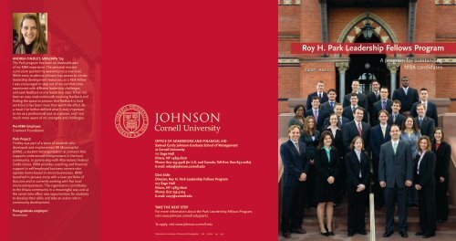 Roy H. Park Leadership Fellows Program - Johnson Graduate ...