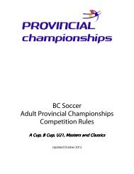 BC Soccer Adult Provincial Championships Competition Rules