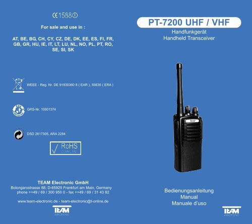 PT-7200 UHF / VHF - Team Electronic