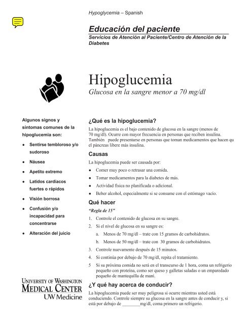 Hipoglucemia - UWMC Health On-Line - University of Washington