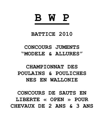 battice 2010 concours juments “modele & allures ... - BWP