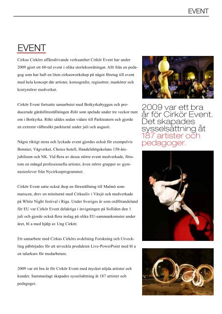 VERKSAMHETSBERÄTTELSE 2009 - Cirkus Cirkör