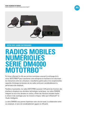 radios mobiles numeriques serie dm4000 mototrbo - SYSOCO