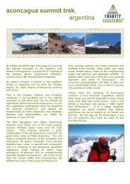 Aconcagua Summit Trek Itinerary - Charity Challenge