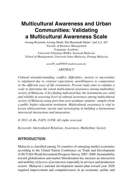 Multicultural Awareness And Urban Communities Fspu Uitm