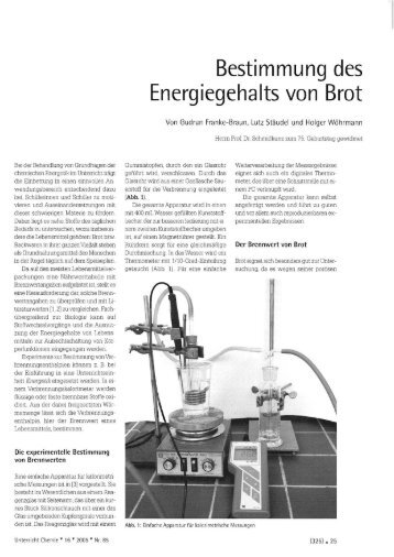 Bestimmung des Energiegehalts von Brot - Gute UnterrichtsPraxis