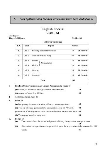 Special English-11th - MP Board of Secondary Education