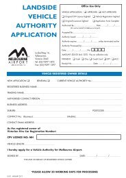 LANDSIDE VEHICLE AUTHORITY APPLICATION - Melbourne Airport