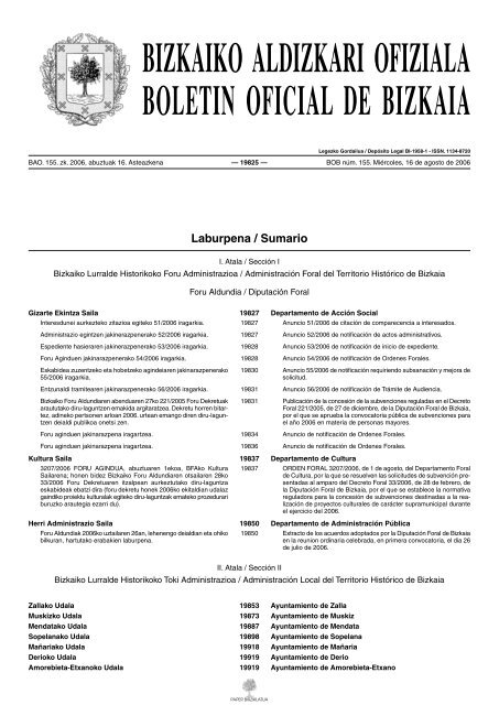 bizkaiko aldizkari ofiziala boletin oficial de bizkaia - Mancomunidad ...