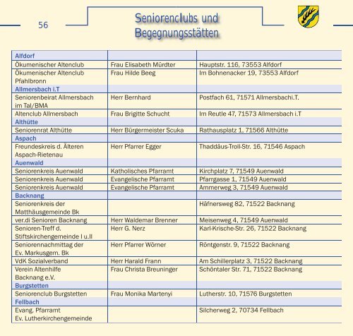 Seniorenwegweiser des Rems-Murr-Kreis - Gemeinde Schwaikheim