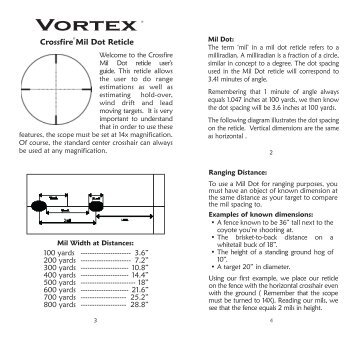 Vortex mil-dot reticle manual - EuroOptic.com