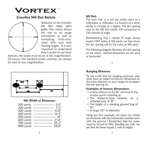 Vortex Reticle Chart