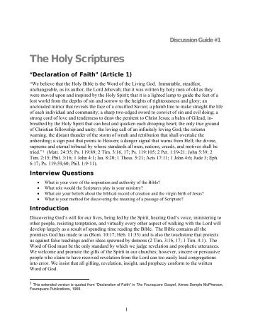 The Holy Scriptures - The International Church of the Foursquare ...