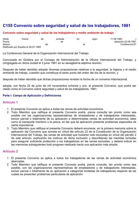 C155 Convenio sobre seguridad y salud de los trabajadores ... - cat