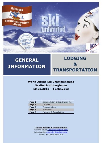general information lodging & transportation - Saalbach