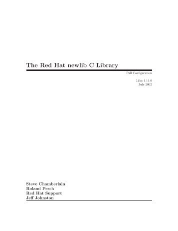 Libc - The Red Hat newlib C Library - The ZAP Group