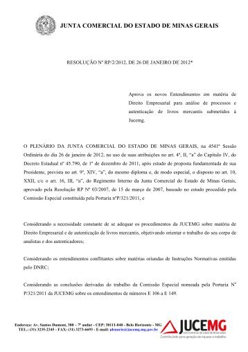 ResoluÃ§Ã£o NÂº RP/2/2012 - Junta Comercial do Estado de Minas ...