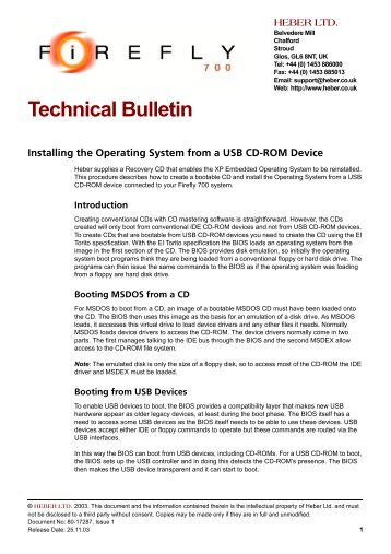 Technical Bulletin Installing the Operating System from a ... - Heber