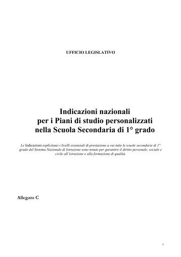 Indicazioni nazionali per i Piani di studio personalizzati nella Scuola ...