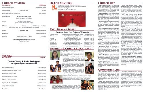 September 18, 2010 Bulletin - Loma Linda University Church of ...