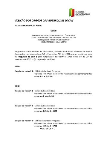 eleição dos órgãos das autarquias locais - Câmara municipal de ...